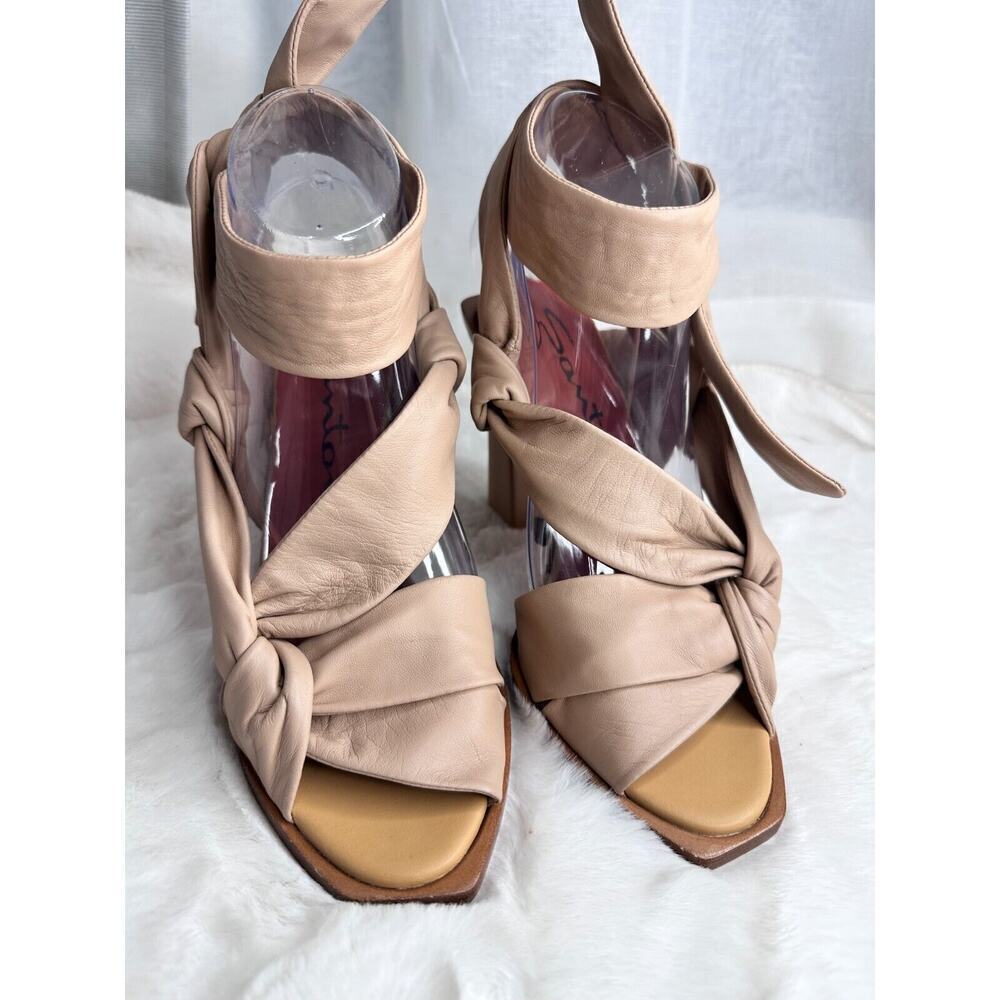 Santoni Tan Leather Straps Women's High Heel Sandal Pump Size UE 37 - Picture 2 of 16